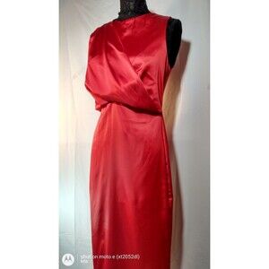Zara Women‎ Long Satin Effect Draped Style Red Dress Size Medium
